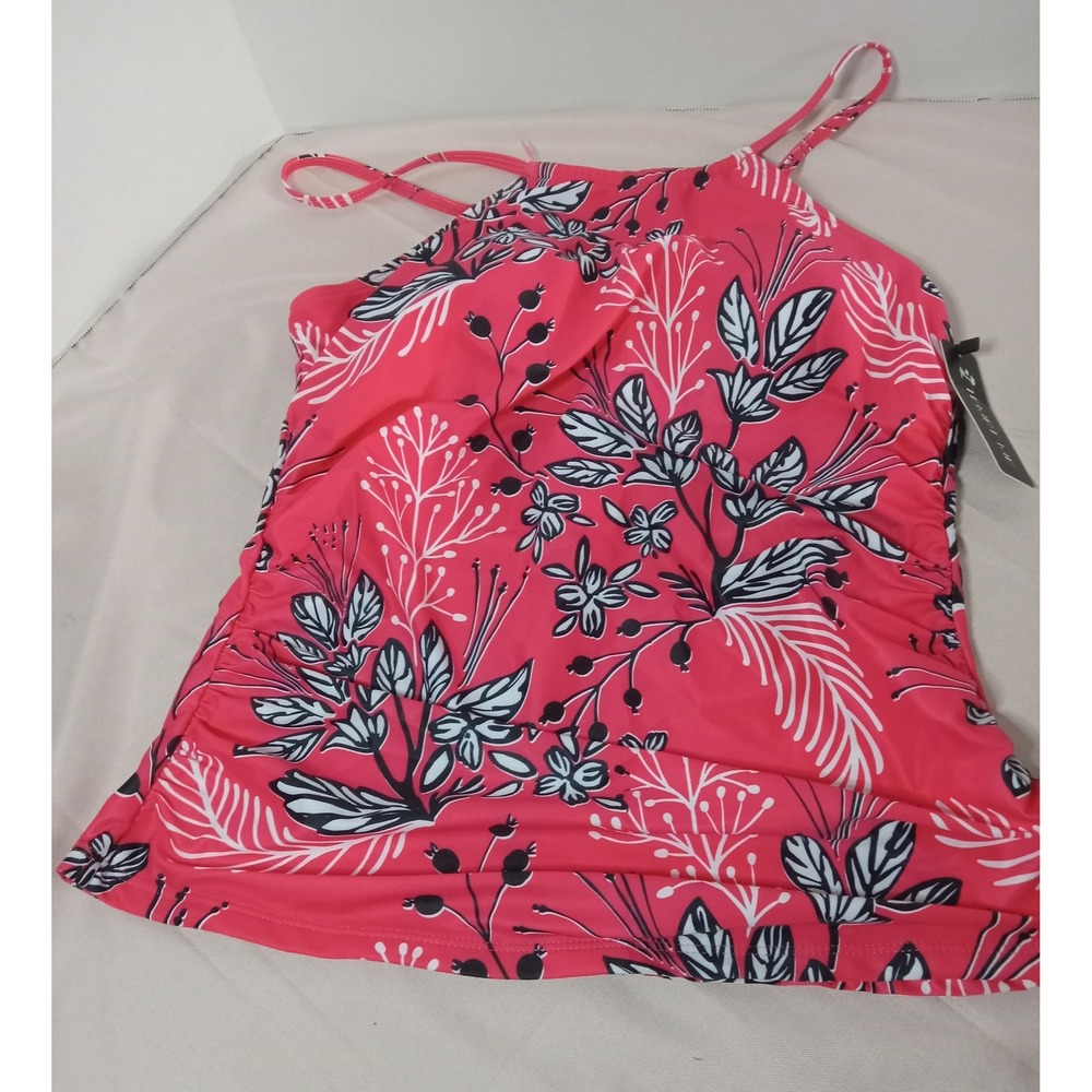 Tempt Me Size L Tankini Swim Top Floral Print Ruched Swimwear Beach Pool Cruise